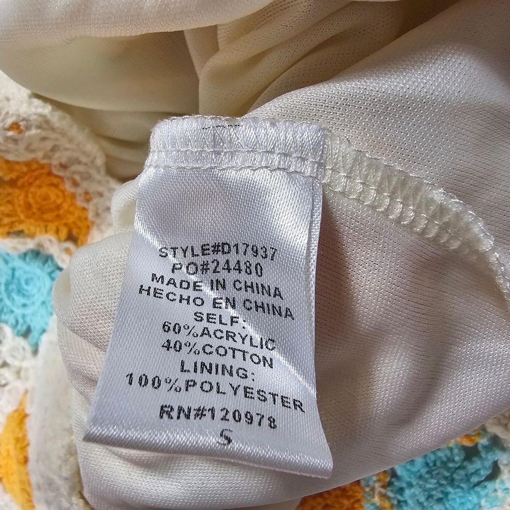 Entro Colorful Crochet Knit Sleeveless Mini Dress Women's Size‎ Small - Picture 8 of 13